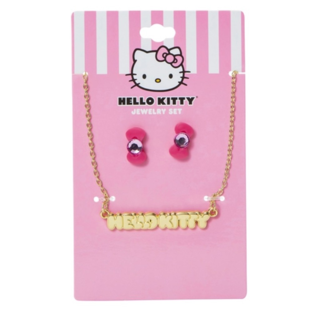 Hello kitty necklace and bow earring set💗💖